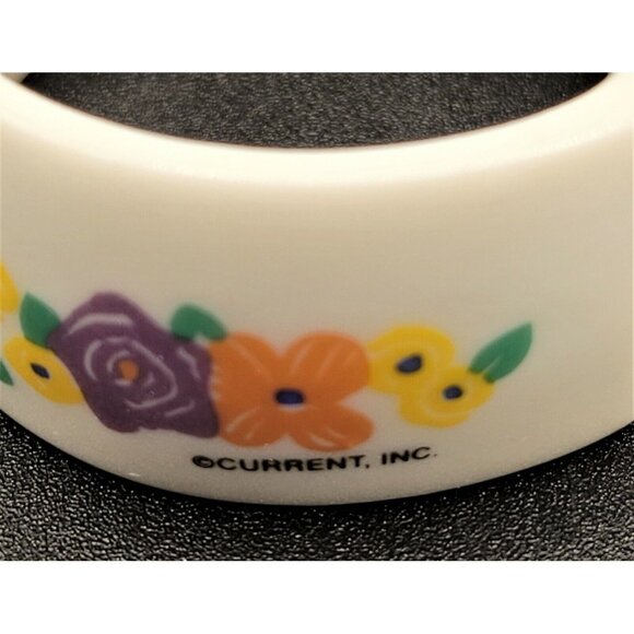 Current Inc Porcelain Napkin Rings Multi-Color Flowers Floral Set of 6 - Picture 5 of 7